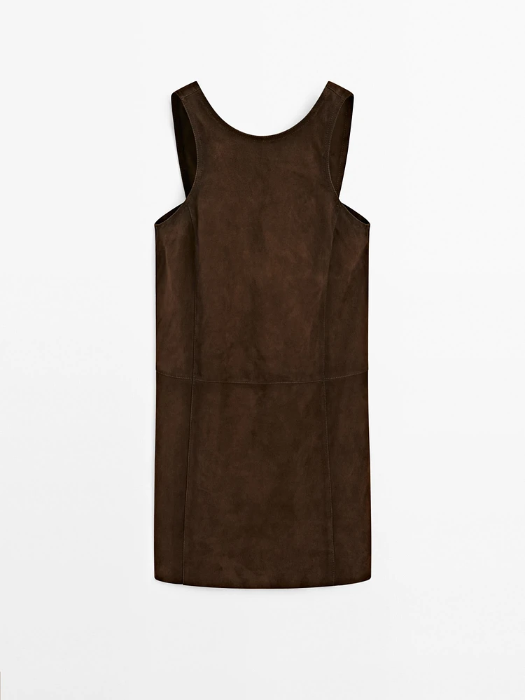 Suede leather mini dress