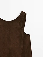 Suede leather mini dress