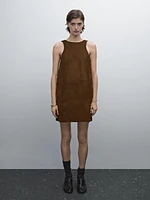 Suede leather mini dress