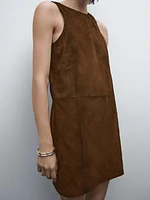 Suede leather mini dress