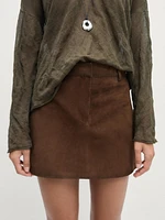 Suede leather mini skirt