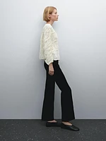 Stretch suede leather flared trousers