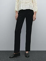 Stretch suede leather flared trousers