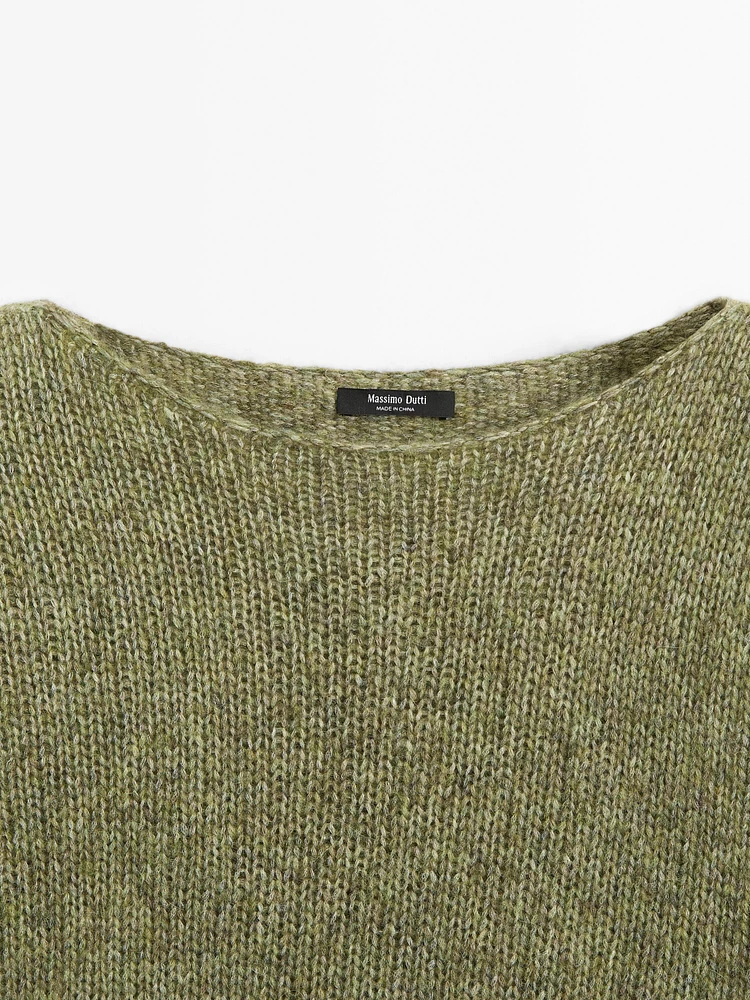 Alpaca blend melange knit sweater