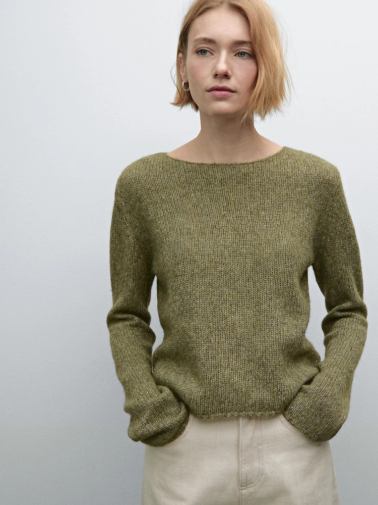 Alpaca blend melange knit sweater