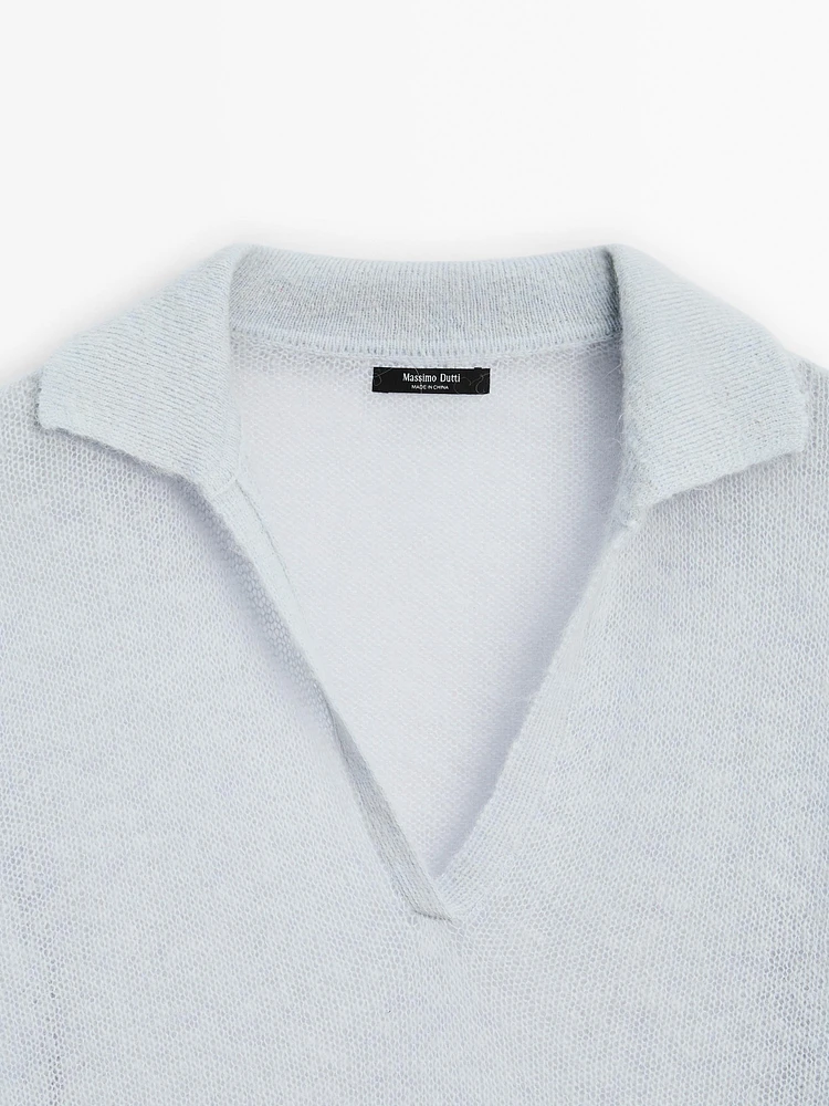 Pull en maille et alpaga à col polo