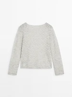 Alpaca blend cutwork sweater