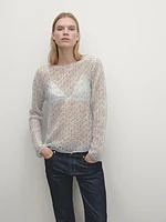 Alpaca blend cutwork sweater