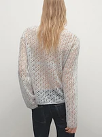 Alpaca blend cutwork sweater