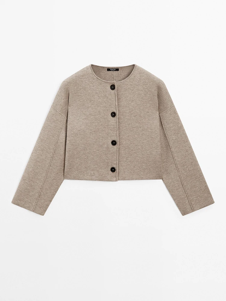 Cropped knit jacket with buttons