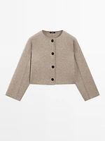 Cropped knit jacket with buttons