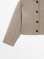 Cropped knit jacket with buttons