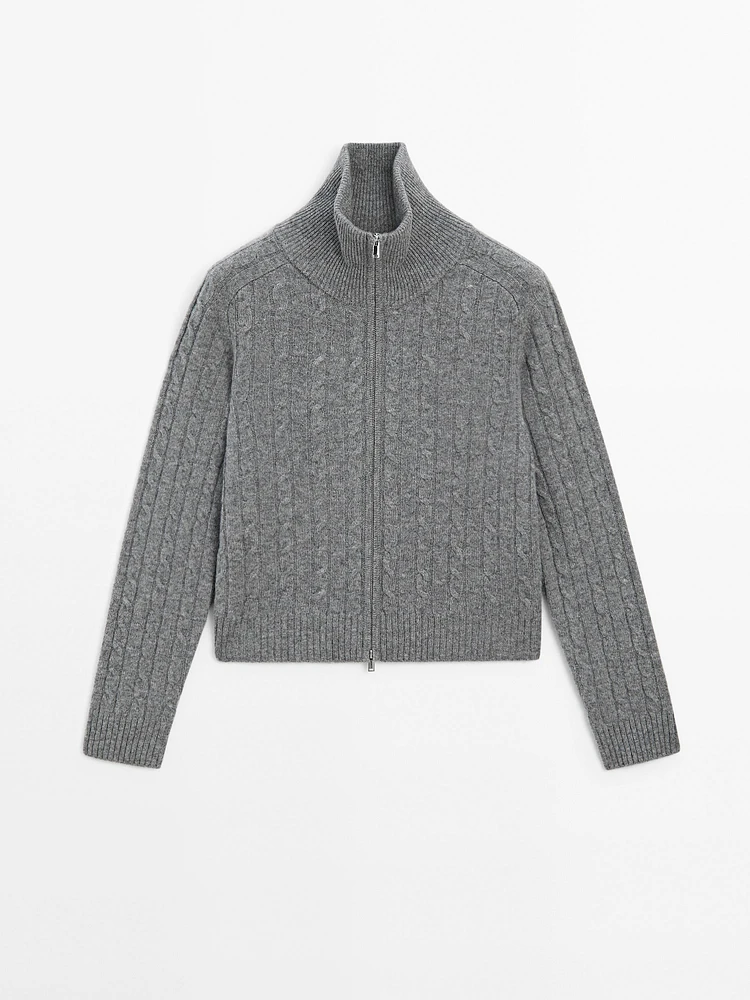 100% wool cable-knit cardigan