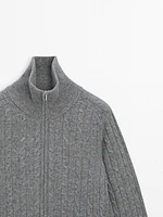 100% wool cable-knit cardigan