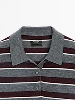 Knit sweater with polo collar and buttons