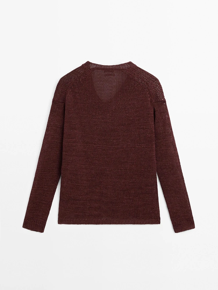 Pull en maille ajourée 100 % lin