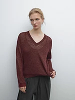 100% linen cutwork sweater