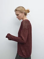 100% linen cutwork sweater