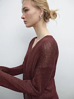 100% linen cutwork sweater