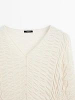 Fitted cardigan with gathered detail