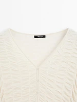 Fitted cardigan with gathered detail