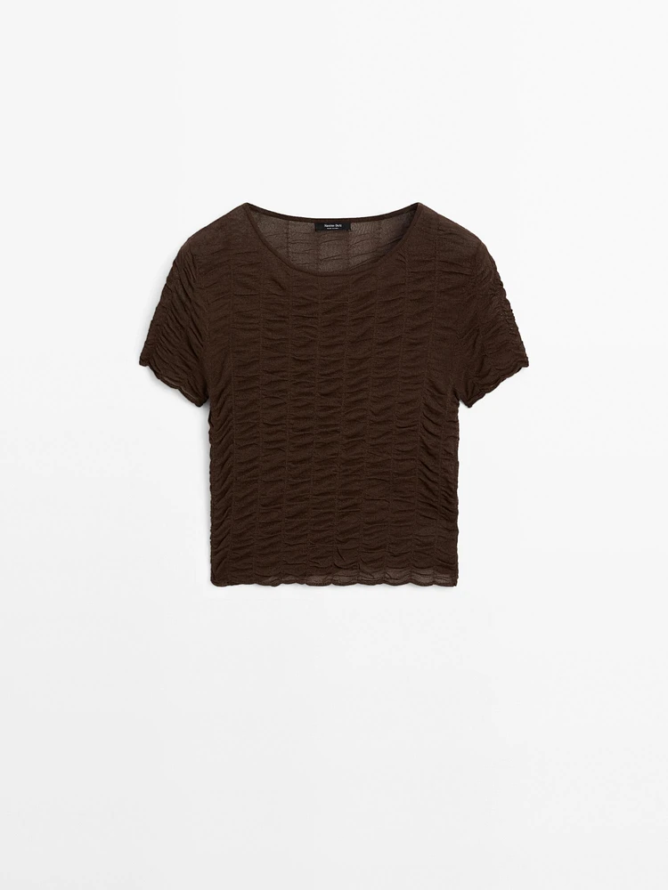 T-shirt en maille froncé