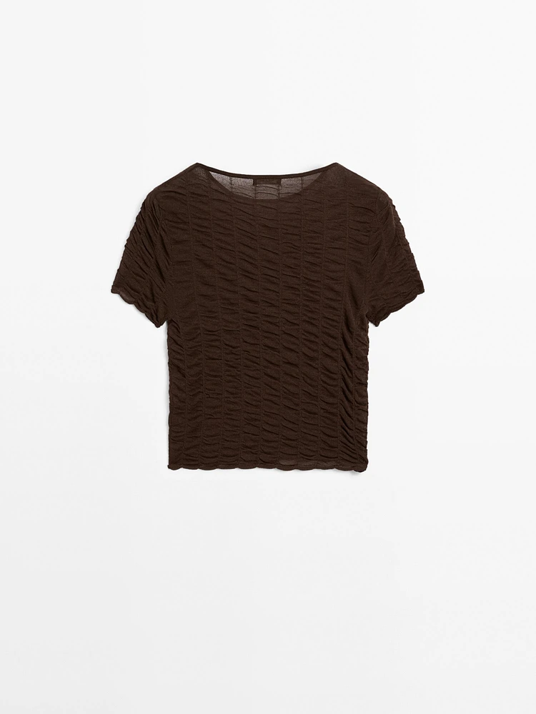 T-shirt en maille froncé