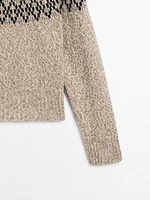 Wool blend jacquard knit sweater