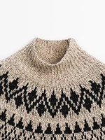 Wool blend jacquard knit sweater