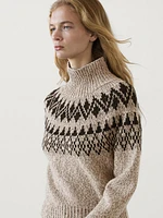 Wool blend jacquard knit sweater