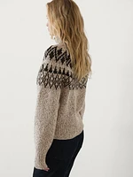 Wool blend jacquard knit sweater