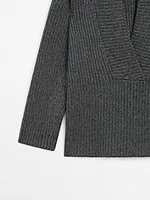 Purl knit scoop neck sweater