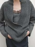 Purl knit scoop neck sweater