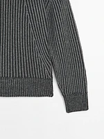 Plaited funnel neck sweater