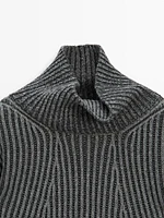 Plaited funnel neck sweater