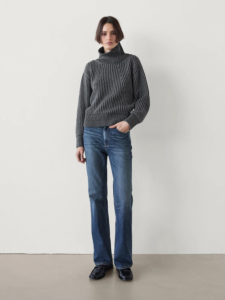 Plaited funnel neck sweater