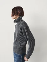 Plaited funnel neck sweater