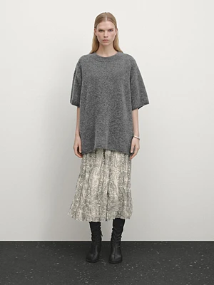 Oversize knit short sleeve sweater