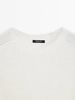 Short sleeve knit alpaca blend sweater