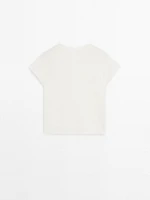 Short sleeve knit alpaca blend sweater