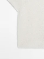 Short sleeve knit alpaca blend sweater