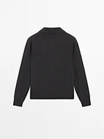 100% cashmere knit polo sweater