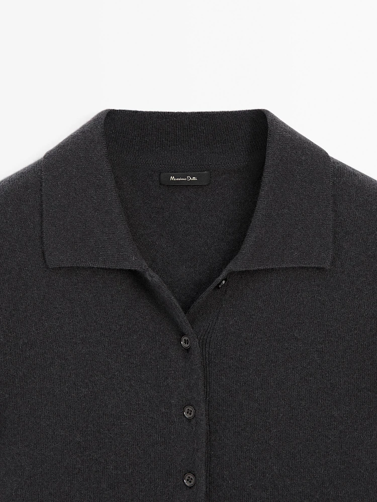 100% cashmere knit polo sweater