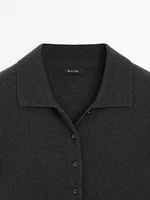 100% cashmere knit polo sweater