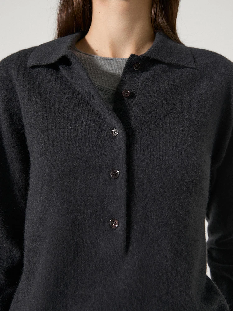 100% cashmere knit polo sweater