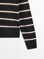 100% cashmere striped knit polo sweater