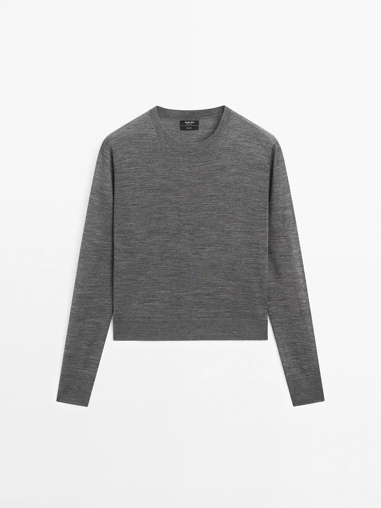 Knit wool blend sweater with crew neck