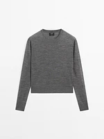 Knit wool blend sweater with crew neck