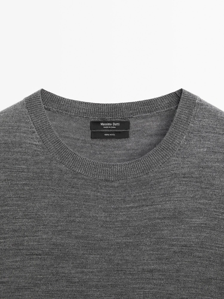 Knit wool blend sweater with crew neck