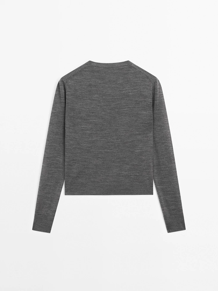 Knit wool blend sweater with crew neck